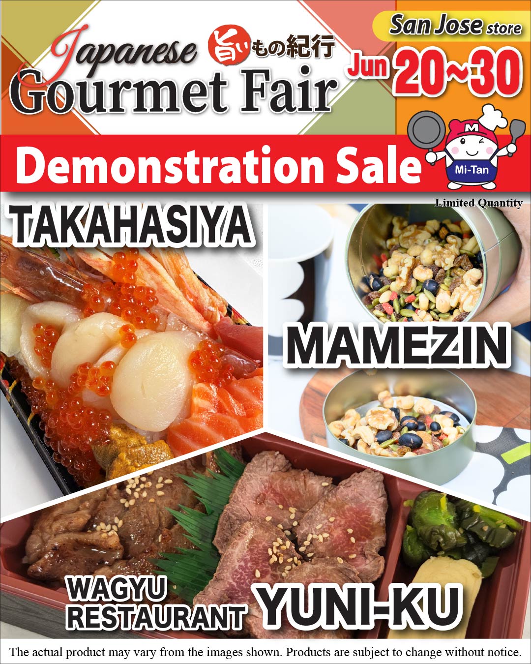 Takahasiya, Mamezin, and Wagyu Restaurant Yuni-ku Demonstration Sale