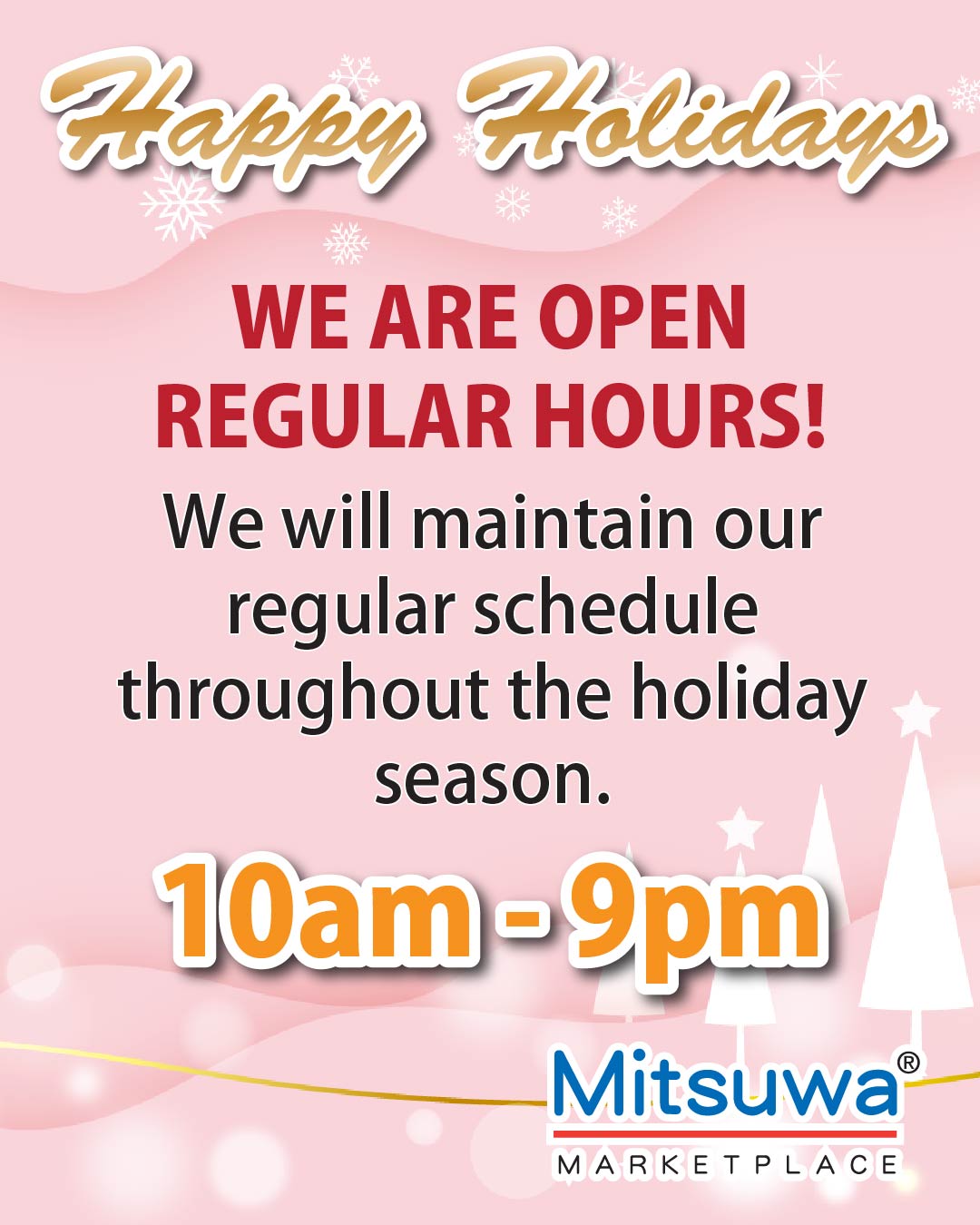 Holiday Season Business Hours