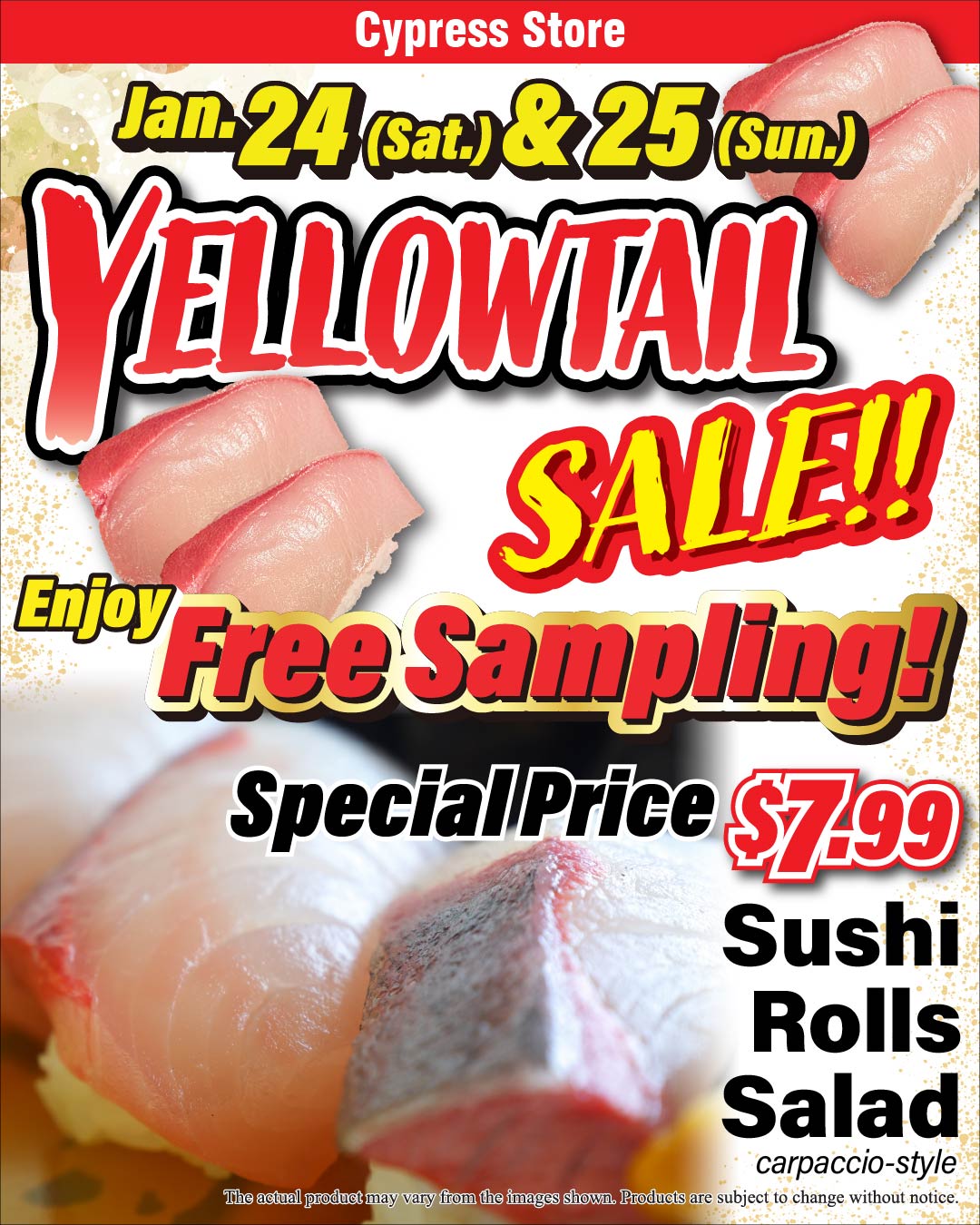 Yellowtail Sales Event at Cypress Store!