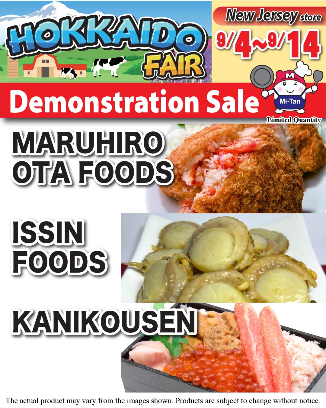 Maruhiro Ota Foods, Kanikousen, and Issin Foods Demonstration Sale – New Jersey store