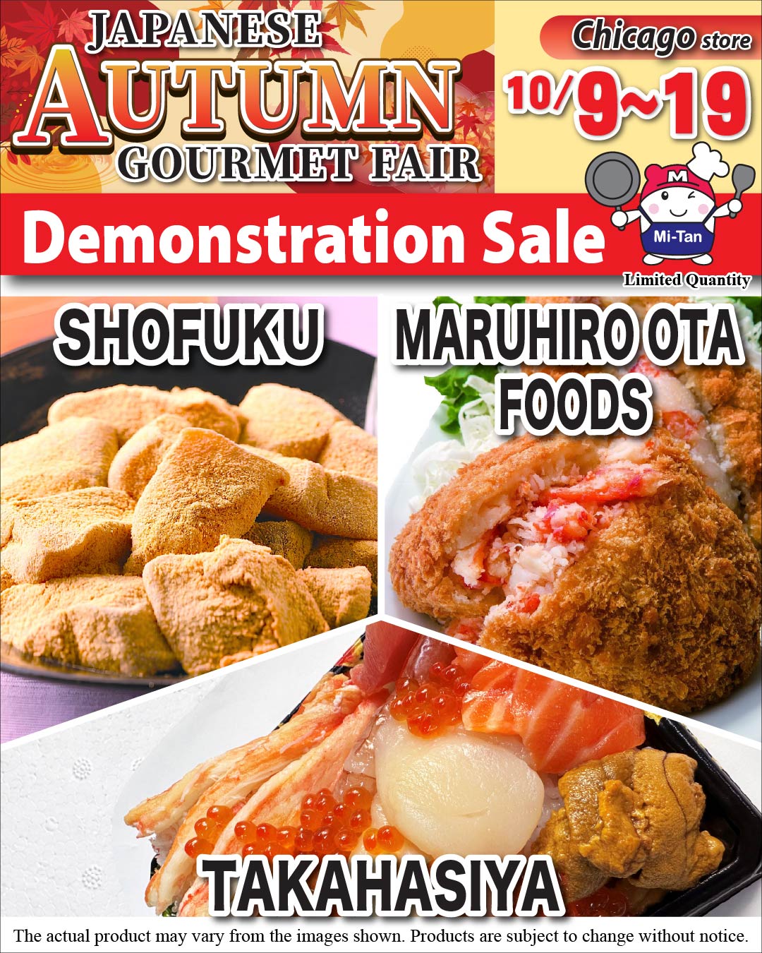 Shofuku, Takahasiya, and Maruhiro Ota Foods Demonstration Sale – Chicago store